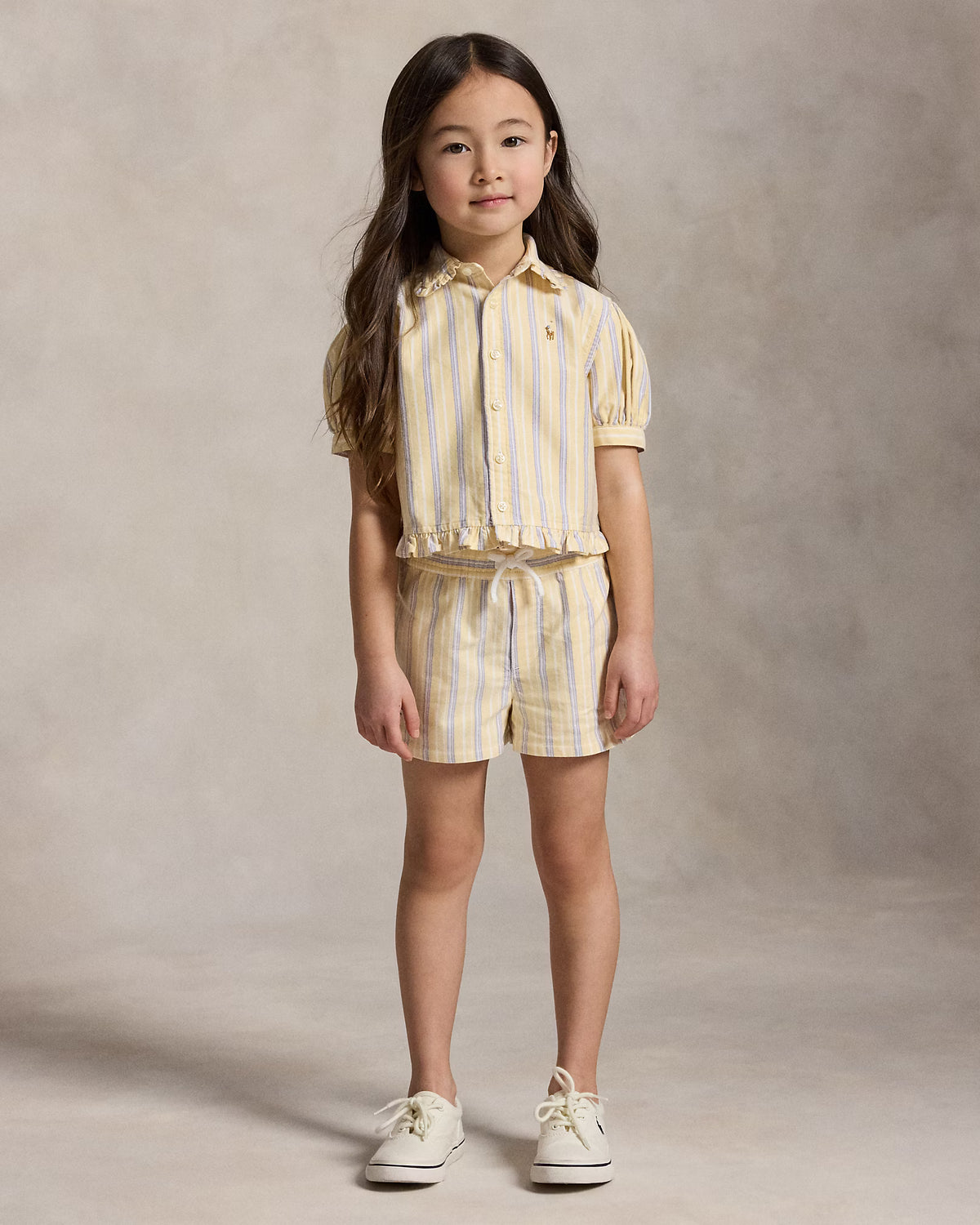 Striped Cotton Oxford Pull-On Short