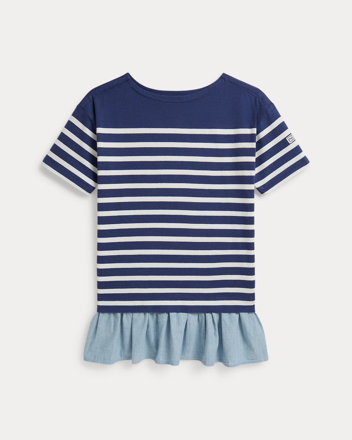 Striped Chambray-Skirt Cotton Dress