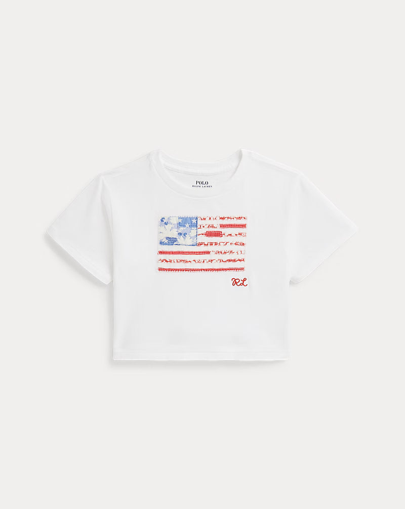 Floral Flag Cotton Jersey Boxy Tee