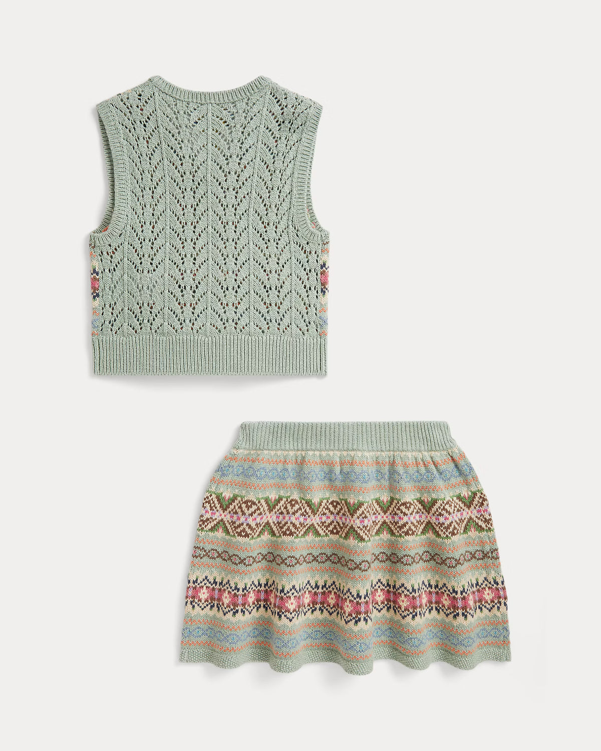 Fair Isle Cotton Sweater Vest & Skirt