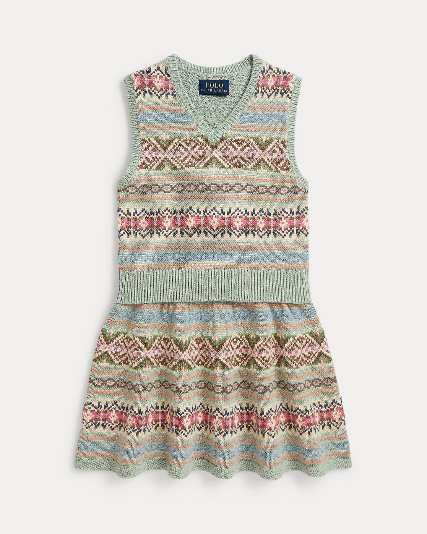 Fair Isle Cotton Sweater Vest & Skirt