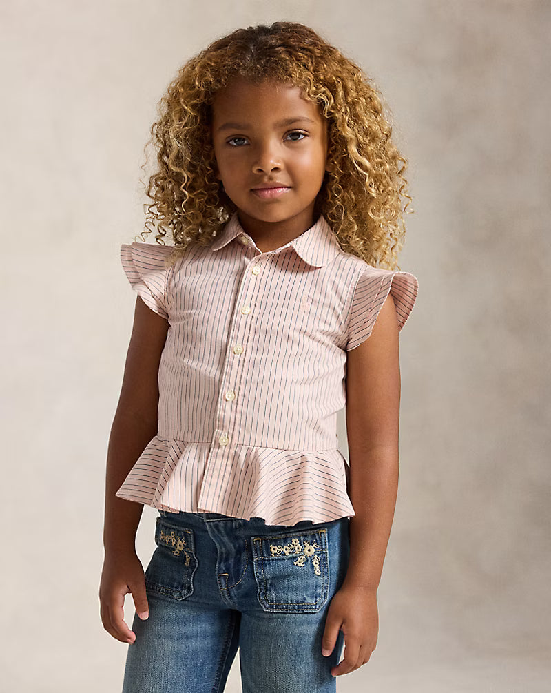 Striped Cotton Peplum Shirt