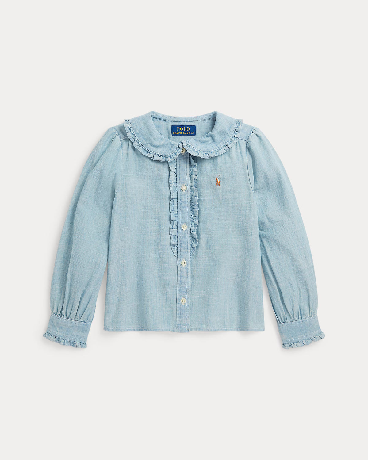 Cotton Chambray Ruffled Top