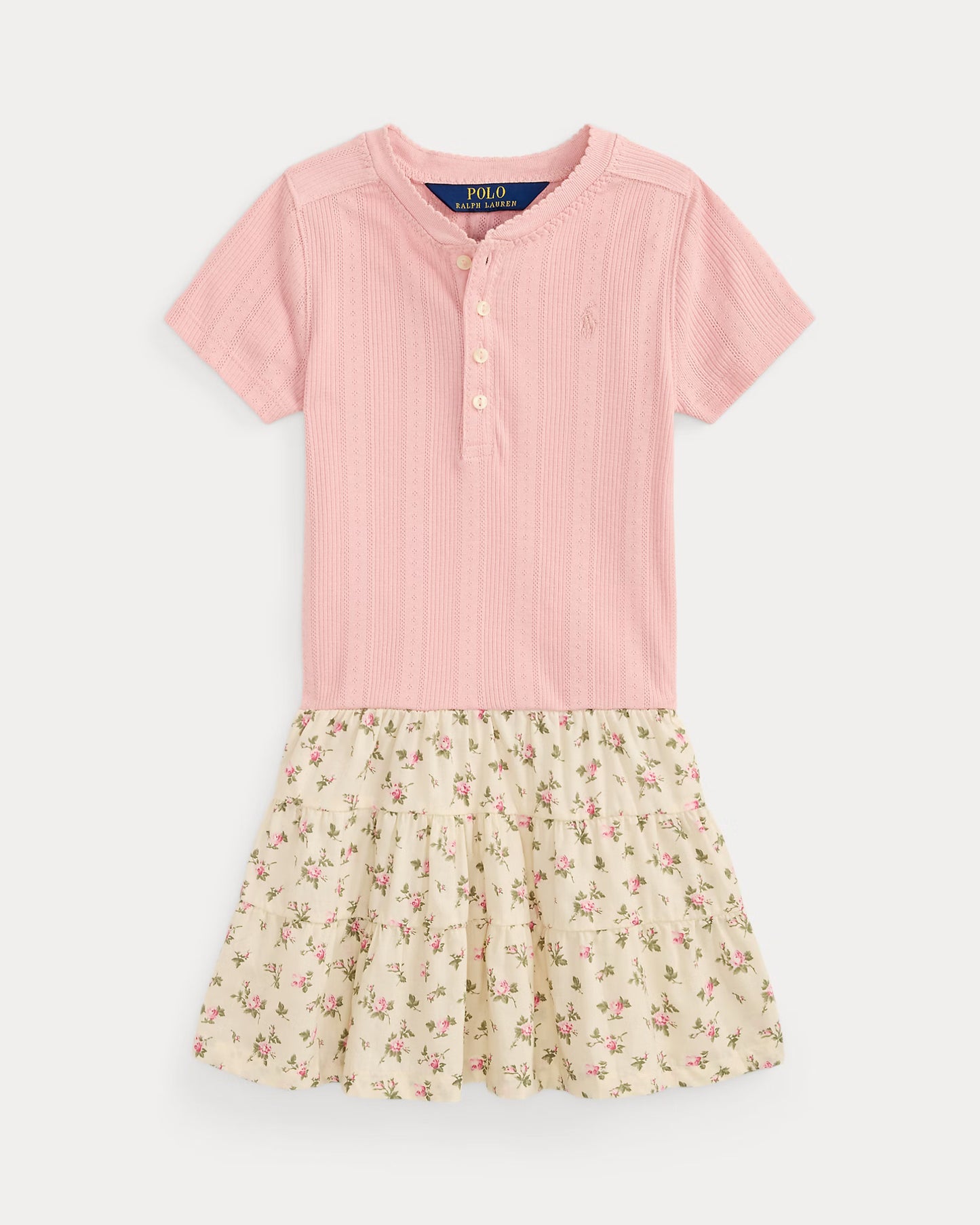 Floral-Skirt Pointelle-Knit Cotton Dress