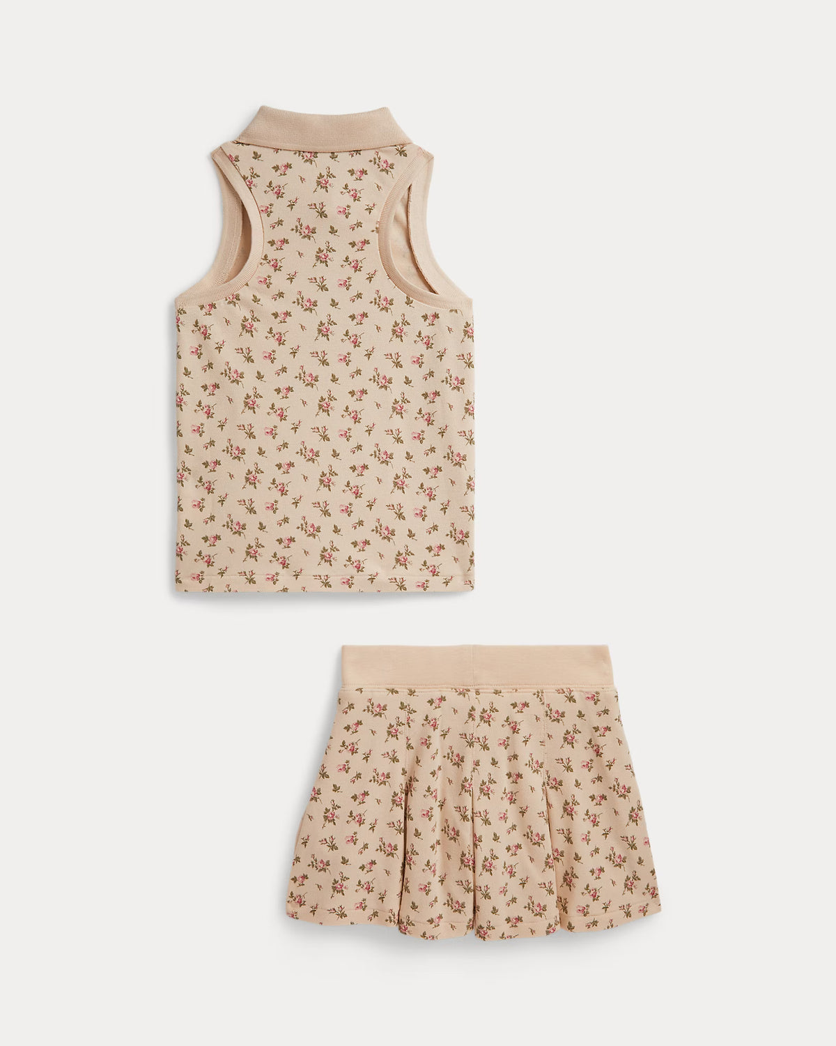 Floral Stretch Mesh Polo Shirt & Skort