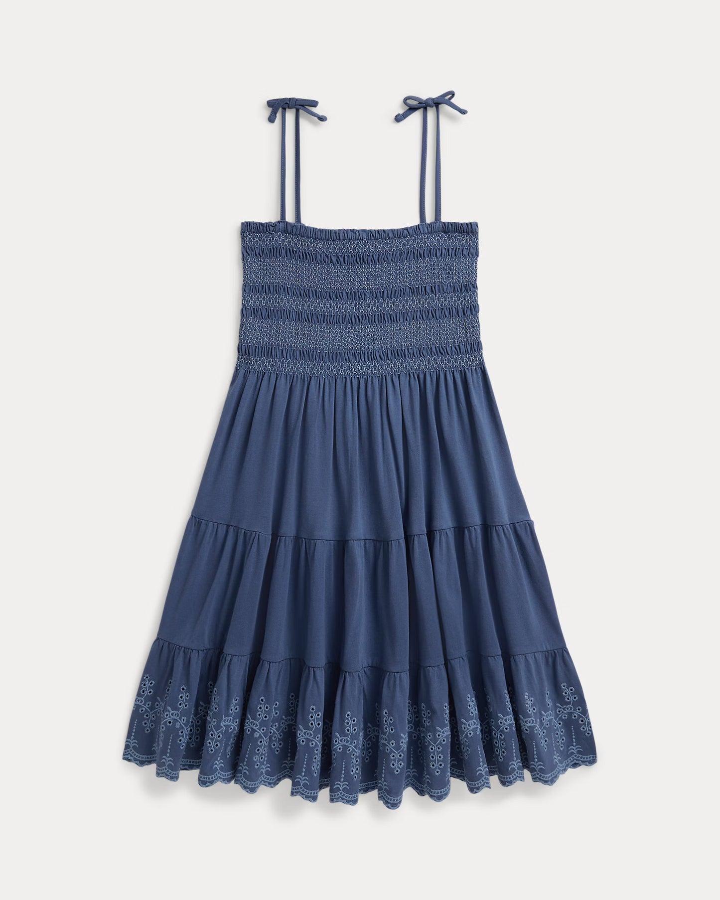 Smocked Eyelet Cotton Jersey Dress