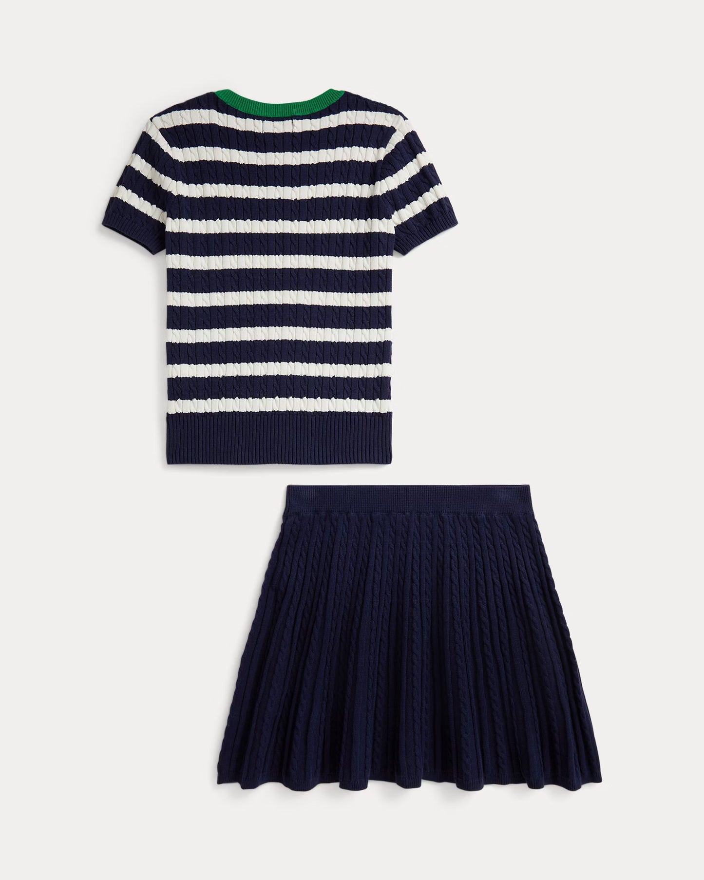 Striped Cotton Sweater & Skirt Set