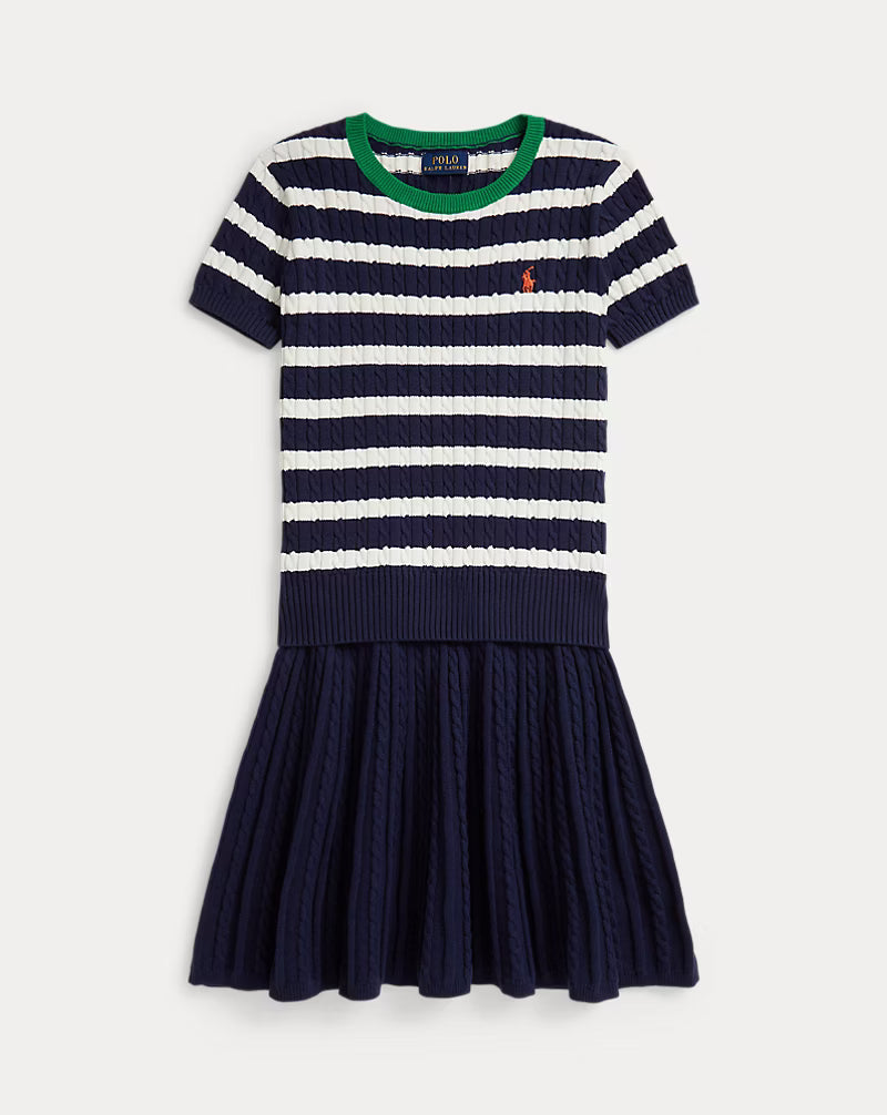 Striped Cotton Sweater & Skirt Set
