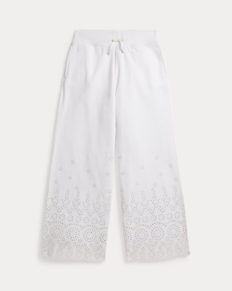 Eyelet French Terry Wide-Leg Sweatpant