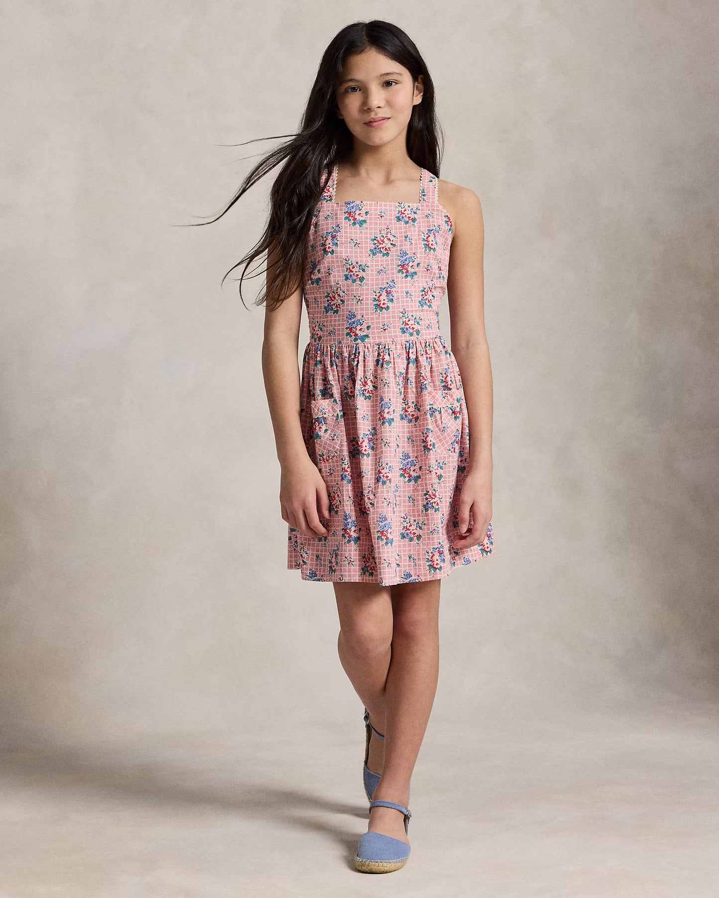 Floral-Print Slub Cotton Dress