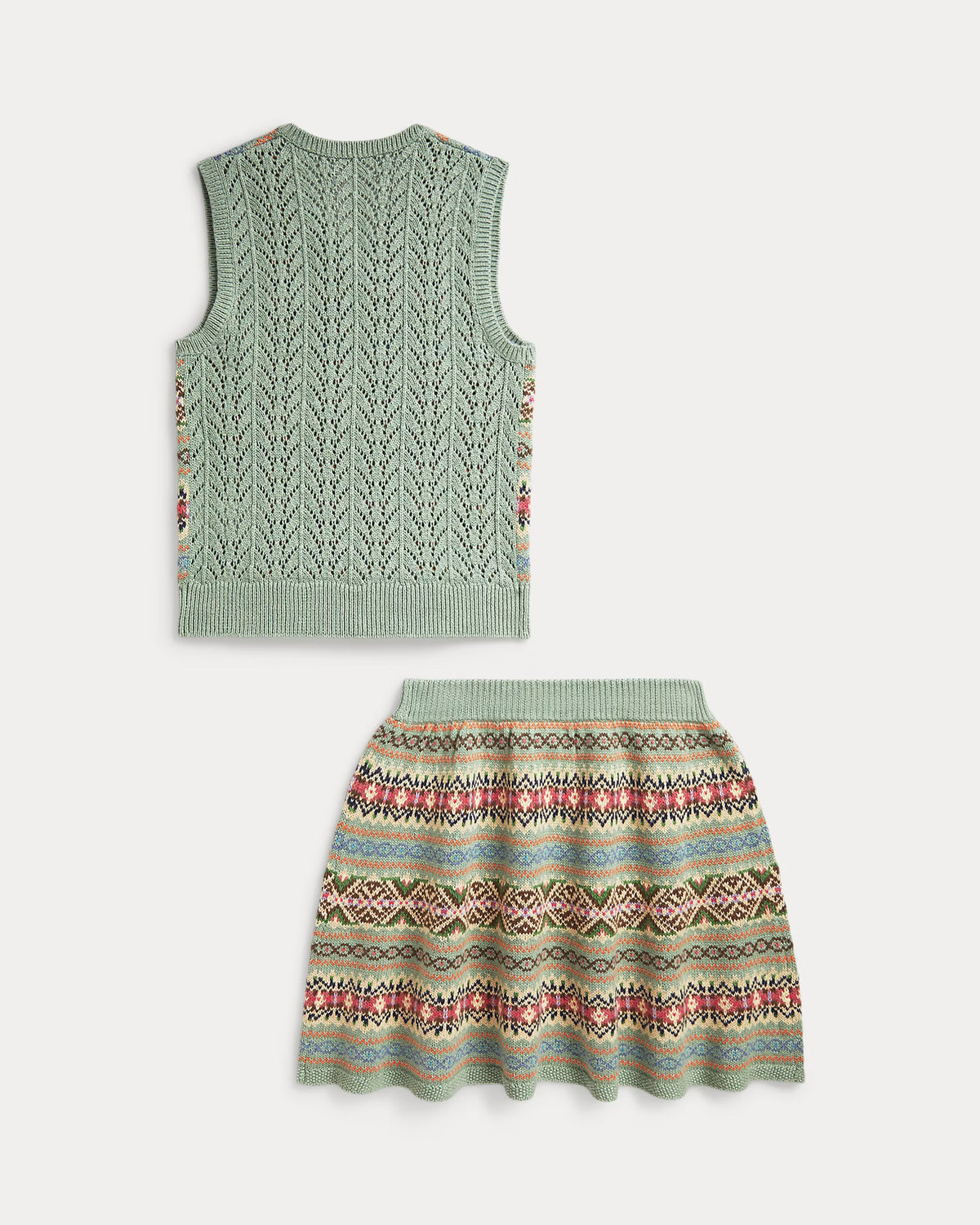Fair Isle Cotton Sweater Vest & Skirt