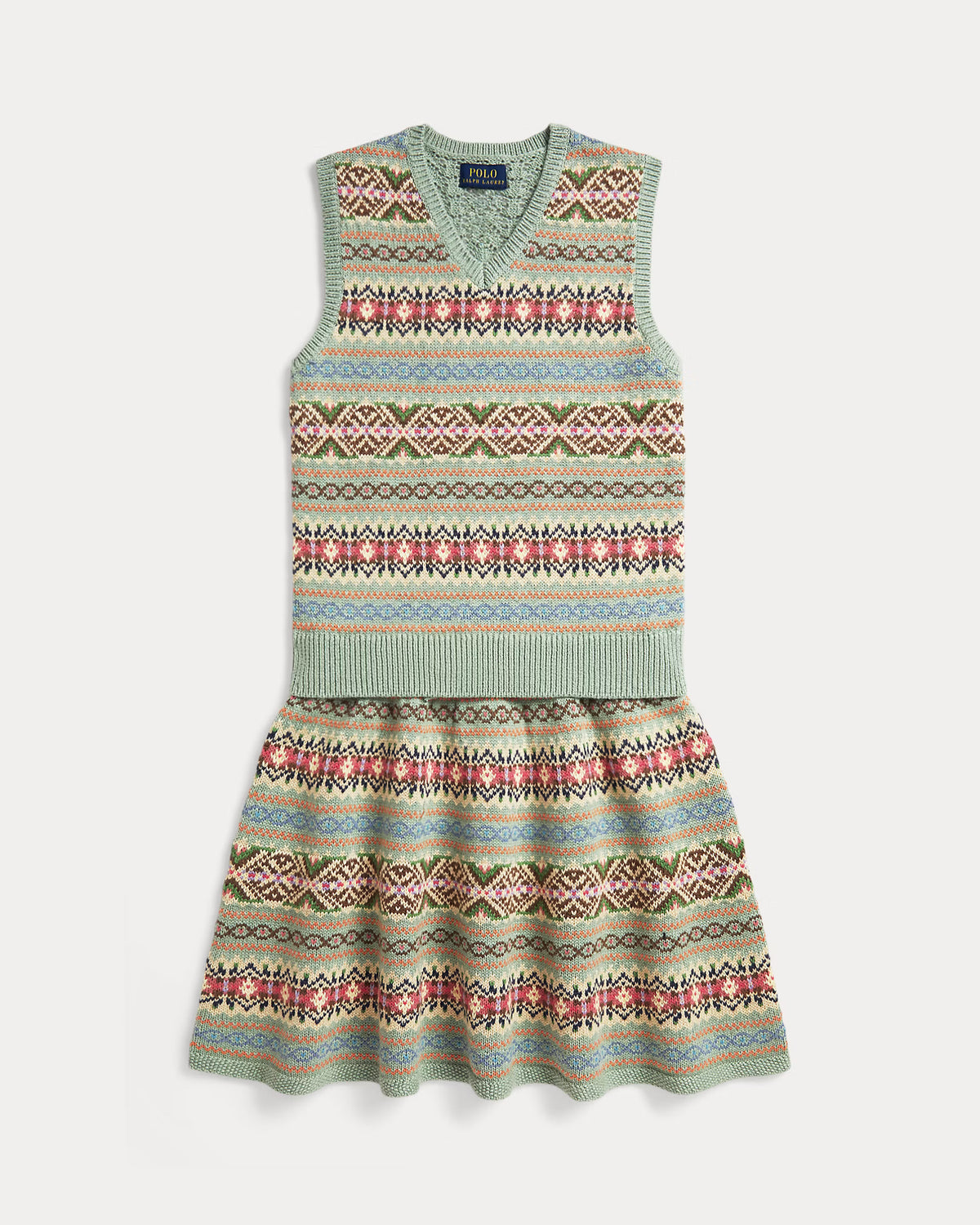 Fair Isle Cotton Sweater Vest & Skirt