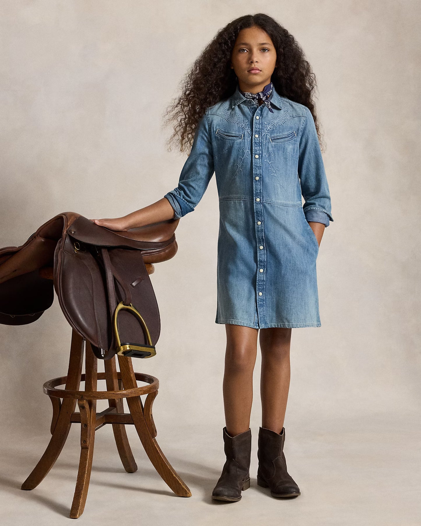 Indigo Denim Western Shirtdress