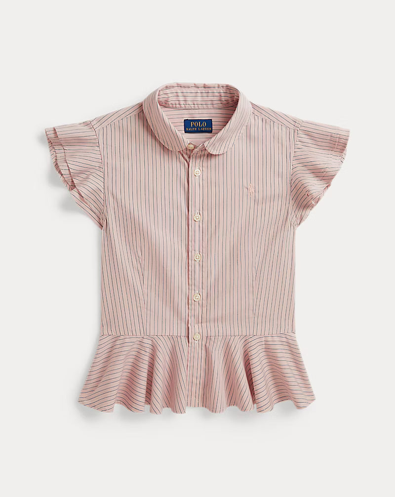 Striped Cotton Peplum Shirt