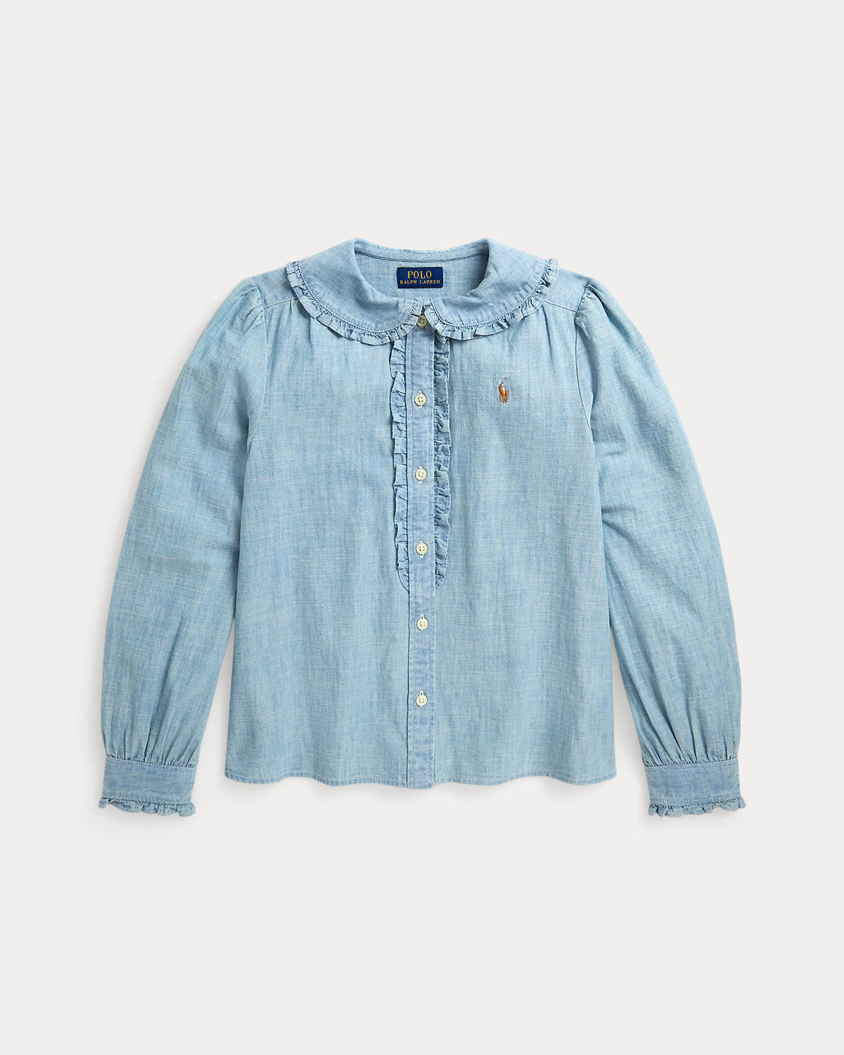 Cotton Chambray Ruffled Top