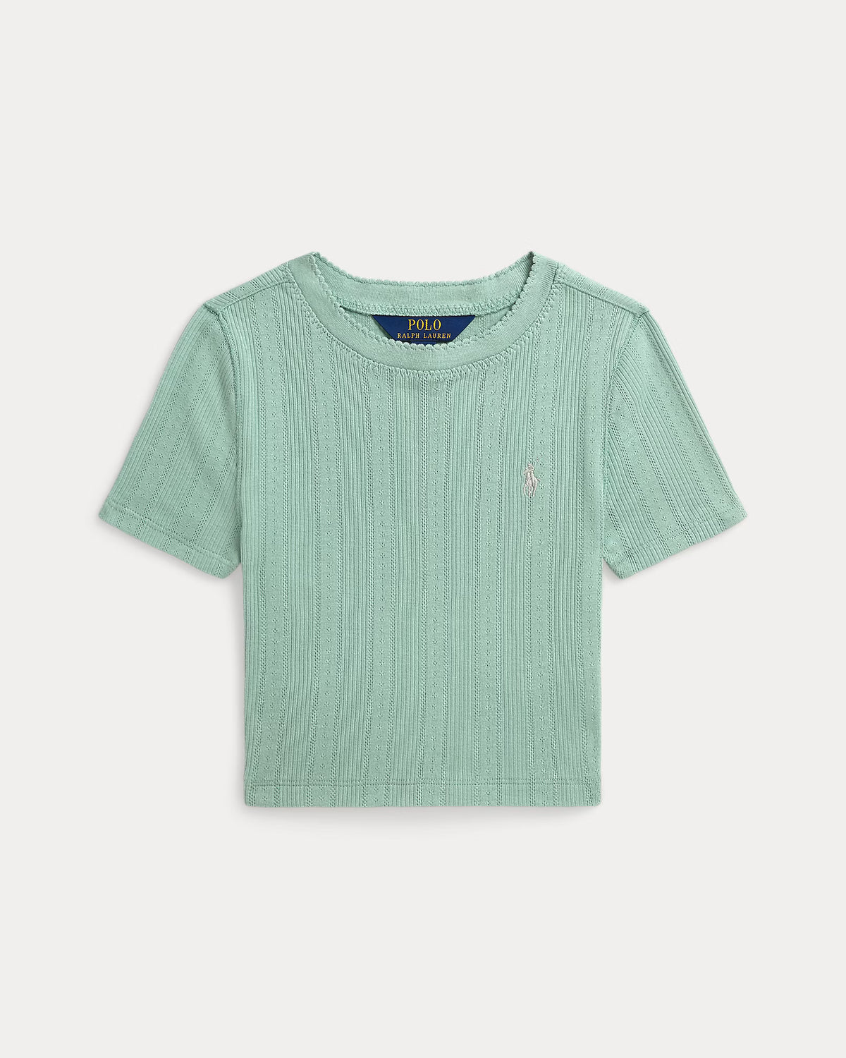 Pointelle-Knit Cotton Boxy Tee (2 Colors)