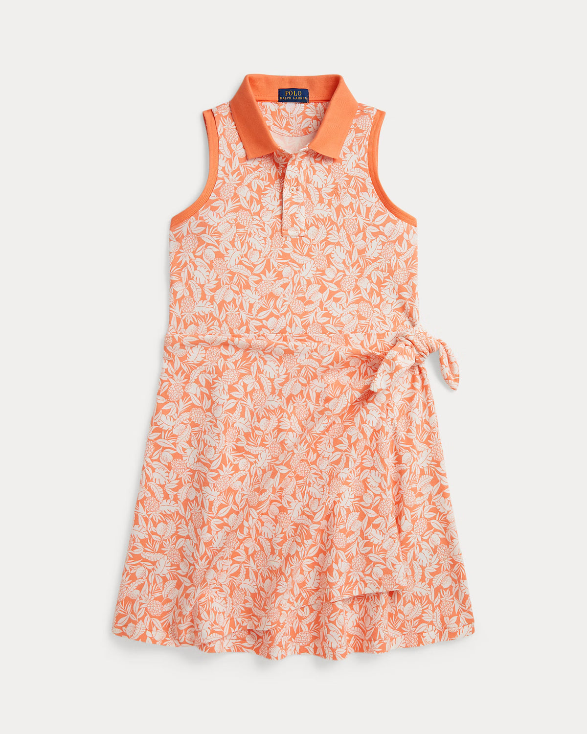 Pineapple Faux-Wrap Mesh Polo Dress