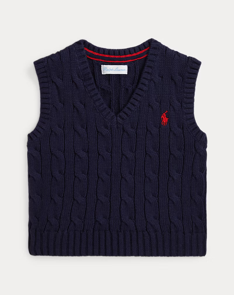Cable-Knit Cotton Sweater Vest (2 Colors)