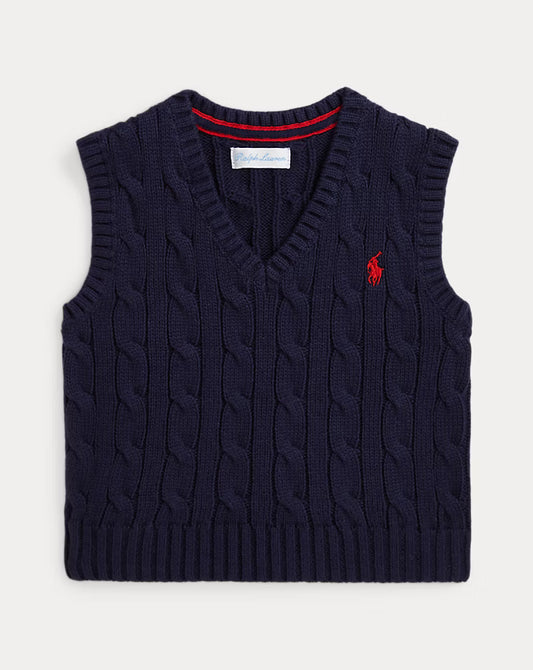 Cable-Knit Cotton Sweater Vest (2 Colors)