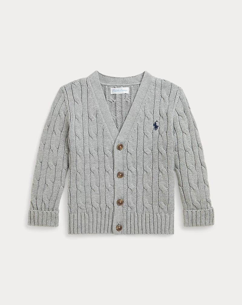 Cable-Knit Cotton V-Neck Cardigan (3 Colors)