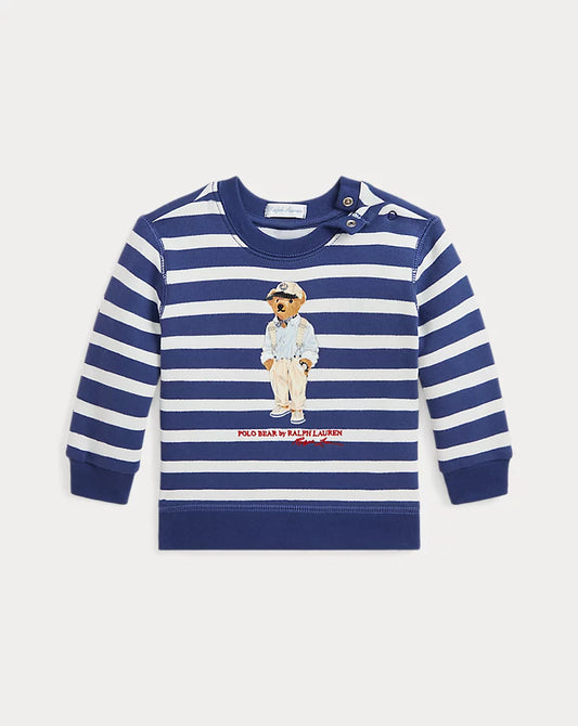 Striped Polo Bear Fleece Sweatshirt