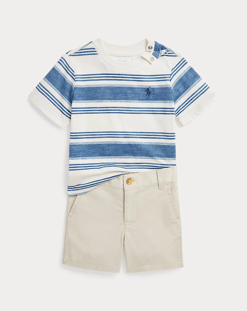 Striped Jersey Tee & Chino Short Set