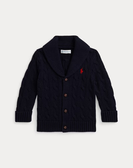 Cable-Knit Cotton Shawl Cardigan