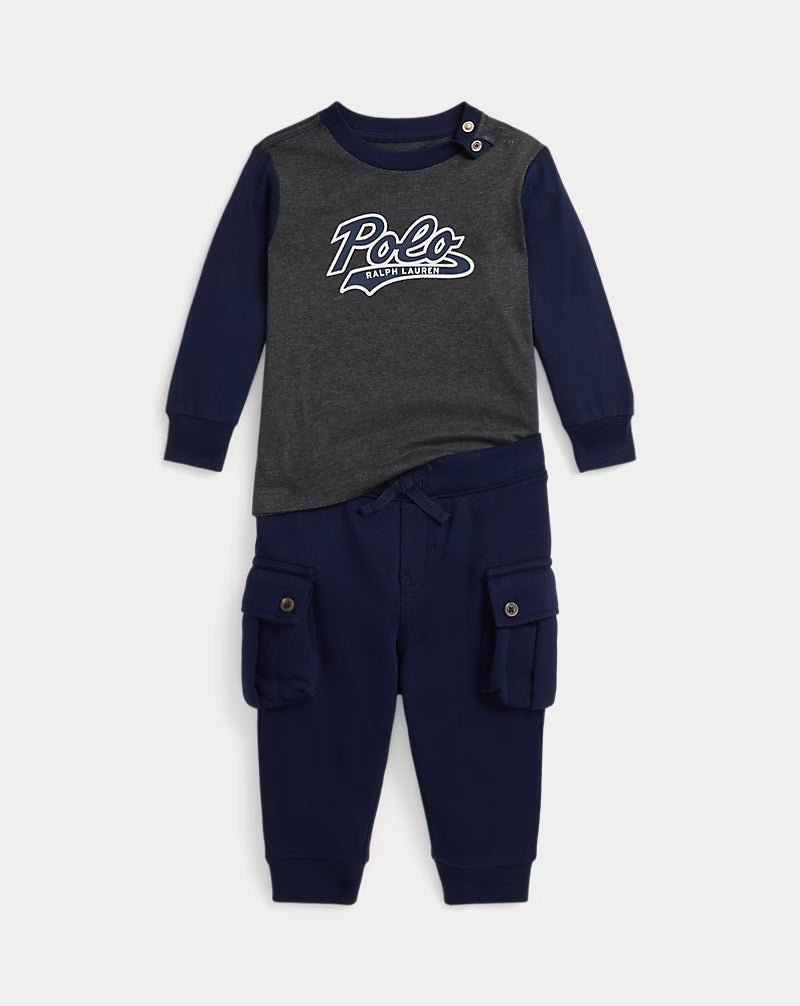 Logo Jersey Tee & Fleece Jogger Pant Set