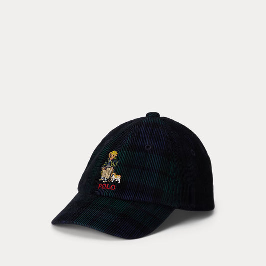 Plaid Polo Bear Corduroy Ball Cap