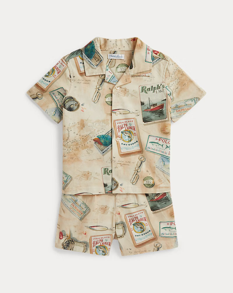 Fishing-Print Chino Shirt & Short