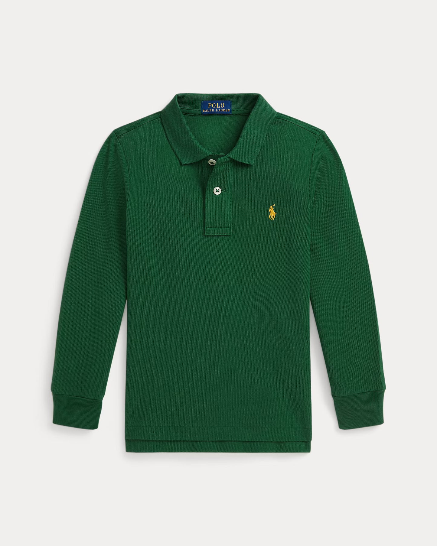 Cotton Mesh Long-Sleeve Polo Shirt (4 Colors)