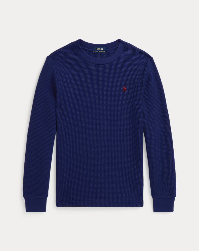 Waffle-Knit Cotton Long-Sleeve Tee (2 Colors)