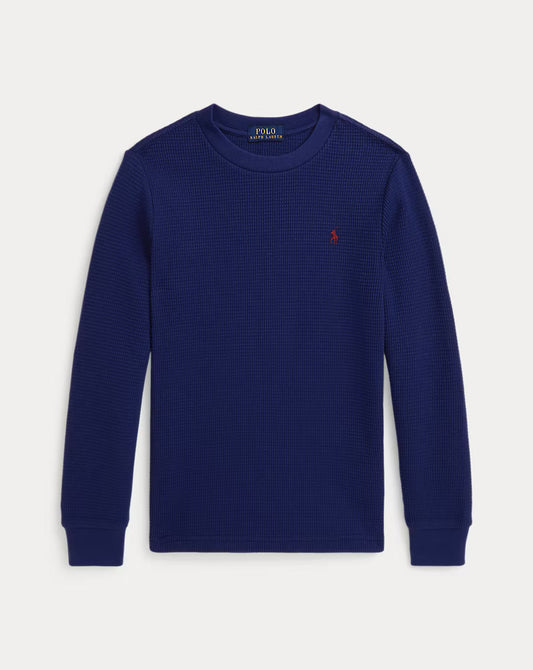 Waffle-Knit Cotton Long-Sleeve Tee (2 Colors)