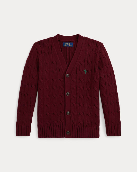 Cable-Knit Cotton V-Neck Cardigan (3 Colors)