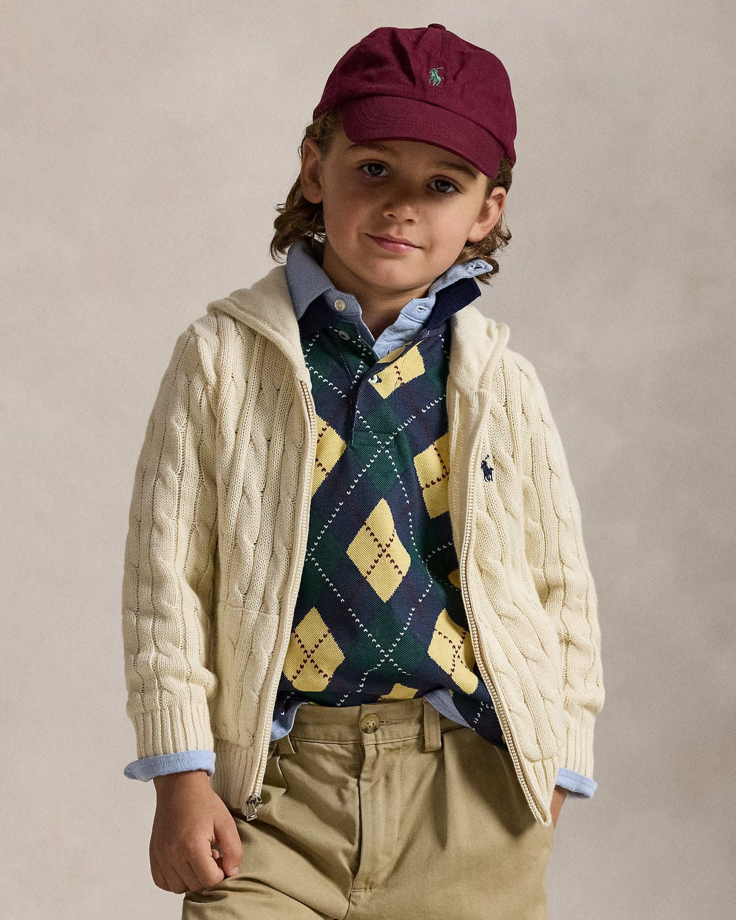 Cable Cotton Hooded Full-Zip Sweater (3 Colors)