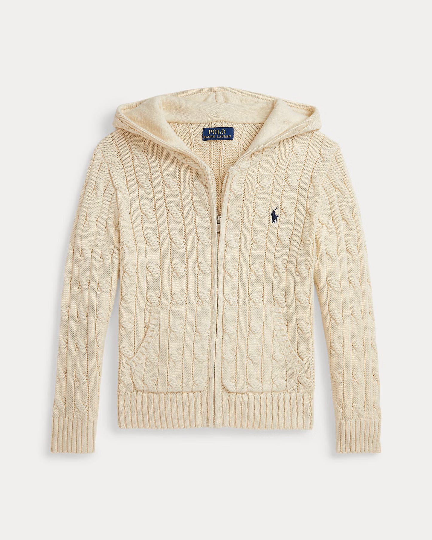 Cable Cotton Hooded Full-Zip Sweater (3 Colors)