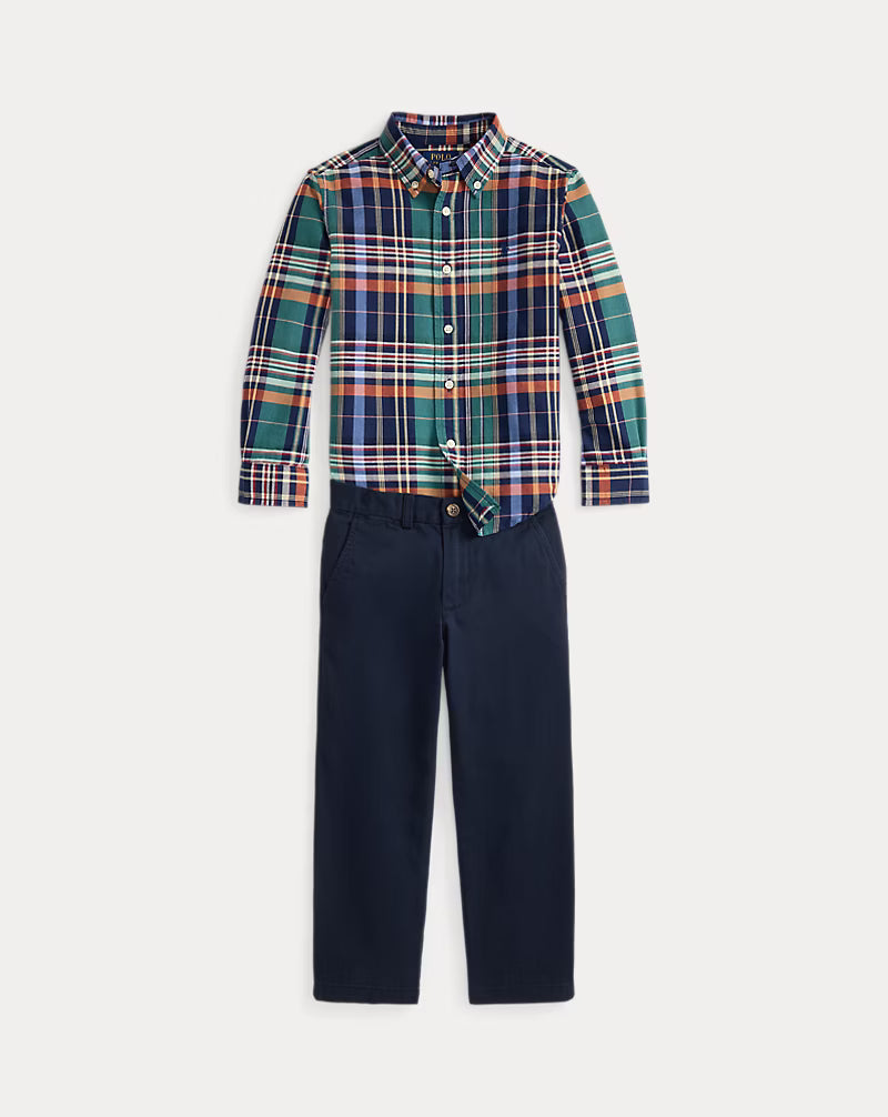 Plaid Cotton Shirt & Chino Pant Set