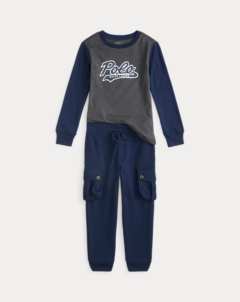Logo Jersey Tee & Fleece Jogger Pant Set