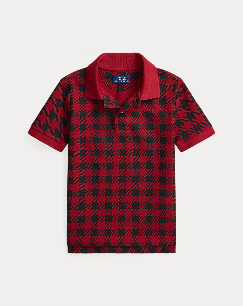 Buffalo Check Cotton Mesh Polo Shirt