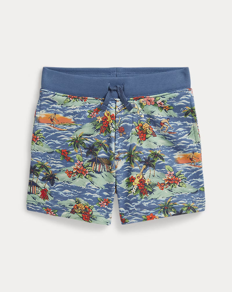 Tropical-Print French Terry Short