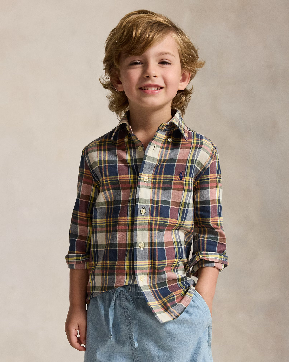 Plaid Cotton Madras Shirt