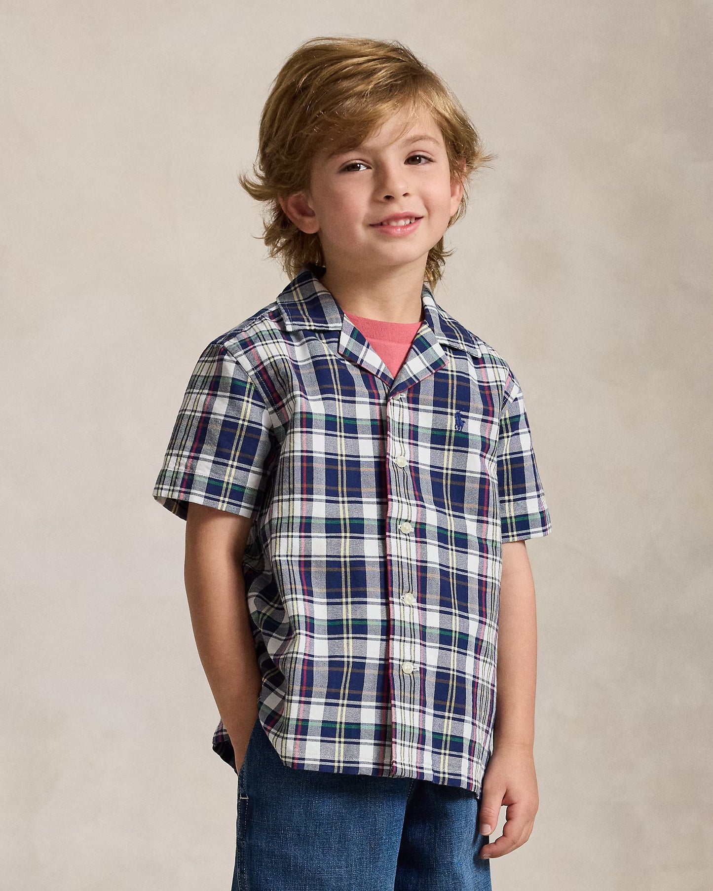 Plaid Cotton Oxford Camp Shirt