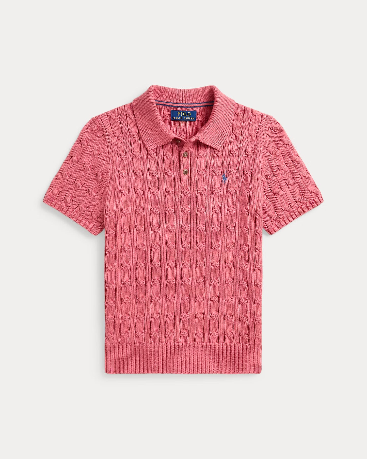 Cable-Knit Cotton Polo Sweater