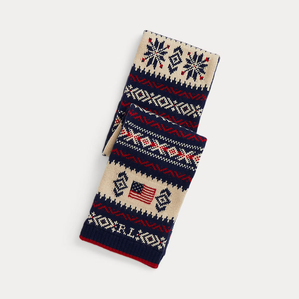 Flag Logo Wool-Cotton Scarf