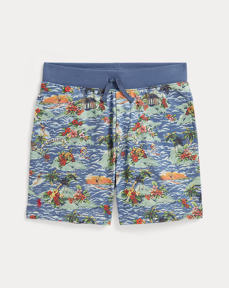 Tropical-Print French Terry Short