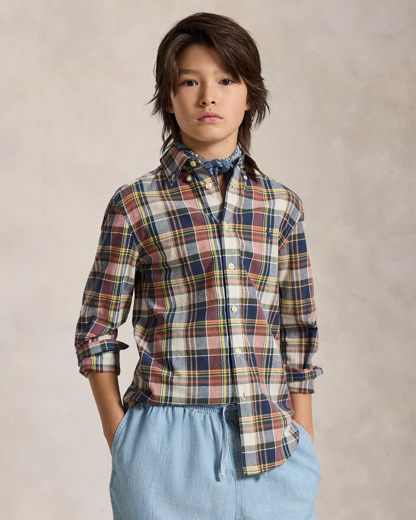 Plaid Cotton Madras Shirt