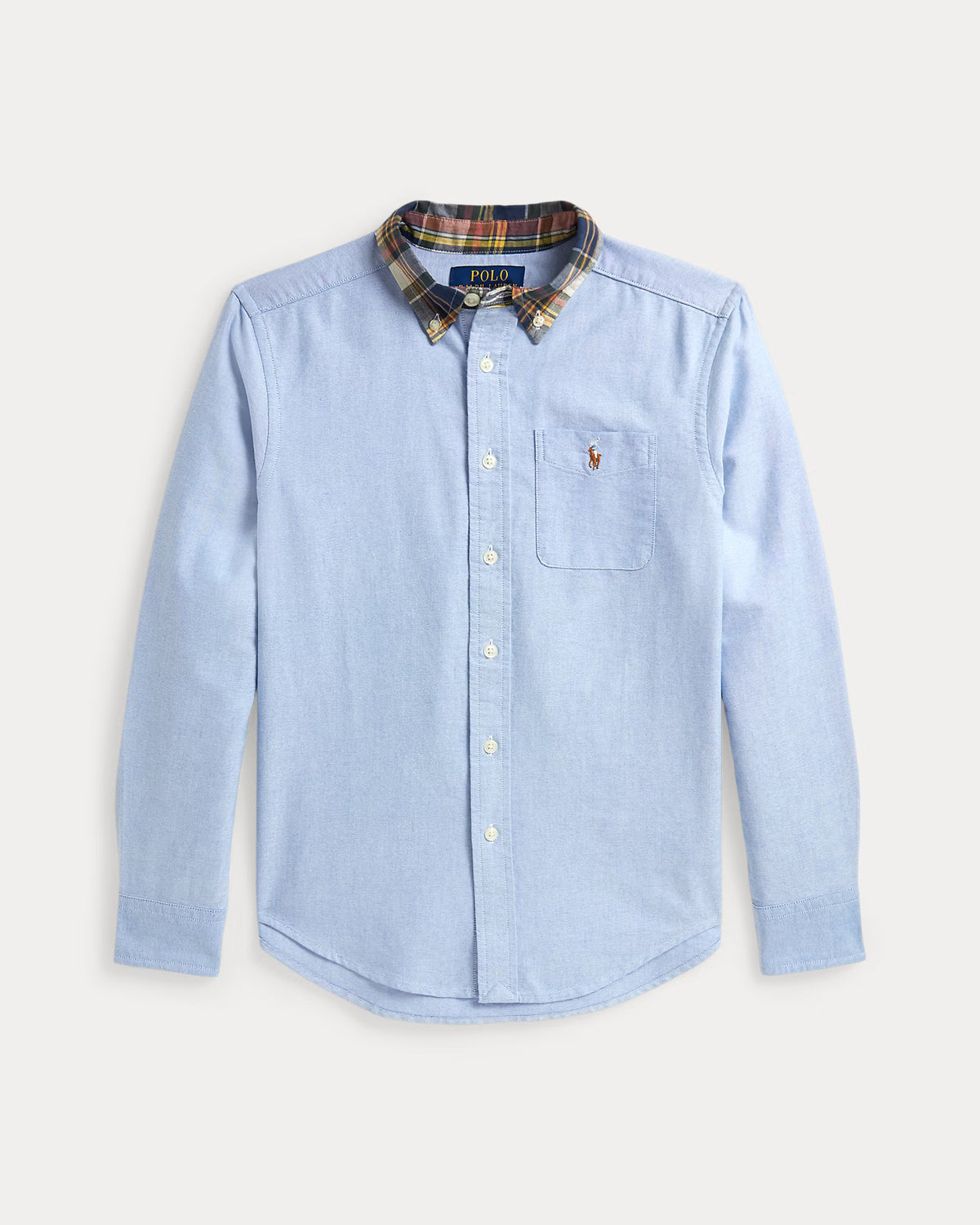 Plaid-Collar Cotton Oxford Shirt