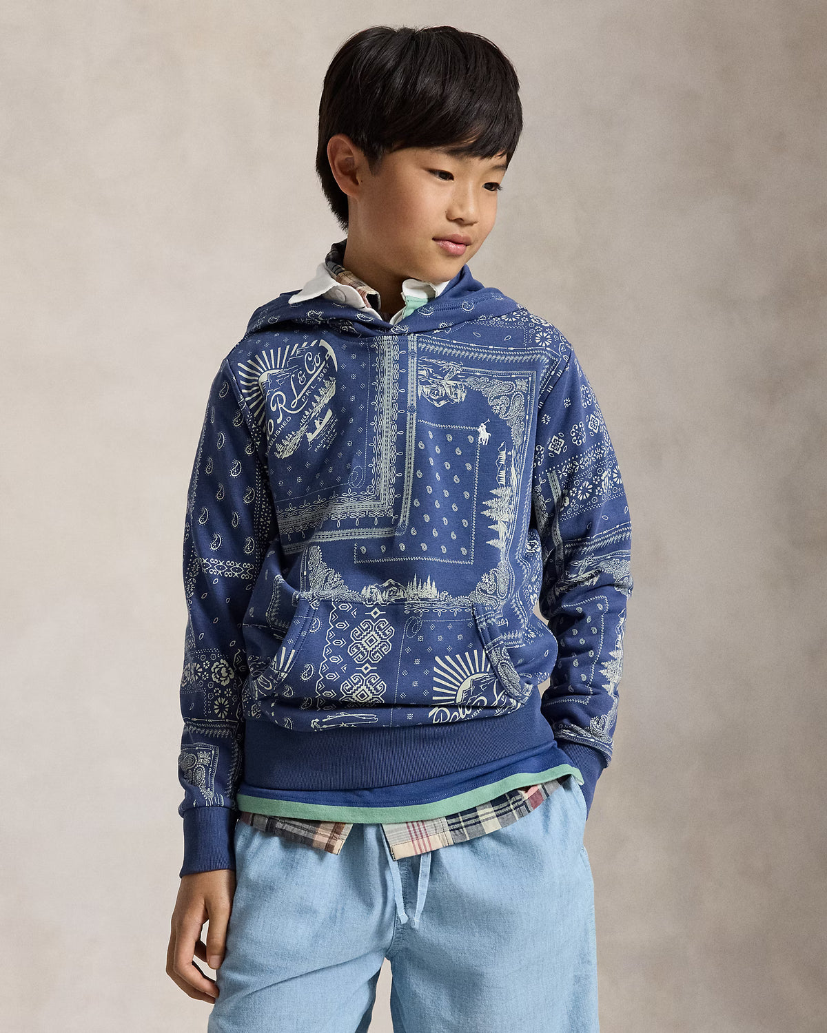 Bandanna-Print French Terry Hoodie